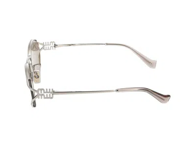 Miu Miu Oval-frame Silver-tone Sunglasses In Neutral