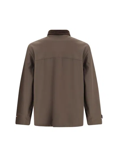 Brunello Cucinelli Men Stretch Membrane Nylon Jacket In Brown