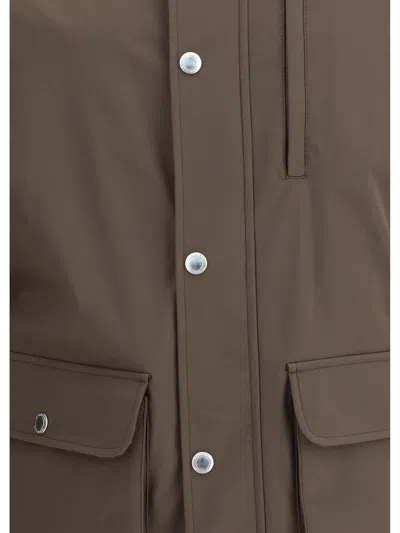 Brunello Cucinelli Men Stretch Membrane Nylon Jacket In Brown