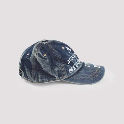 Acne Studios Logo-printed Washed-out Denim Cap In Blue