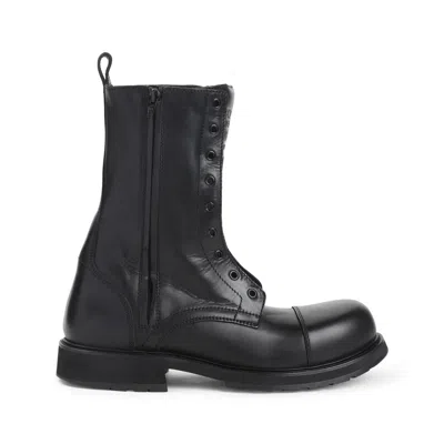 Balenciaga Rugged Leather Ankle Boots With Chunky Sole In Black