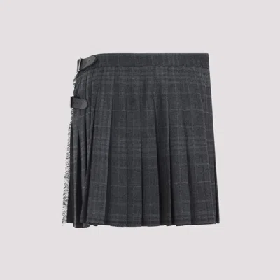 Balenciaga Grey Pleated Wool Mini Skirt In Gray