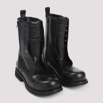 Balenciaga Rugged Leather Ankle Boots With Chunky Sole In Black