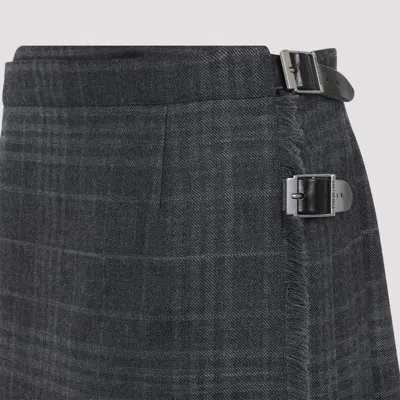 Balenciaga Grey Pleated Wool Mini Skirt In Gray