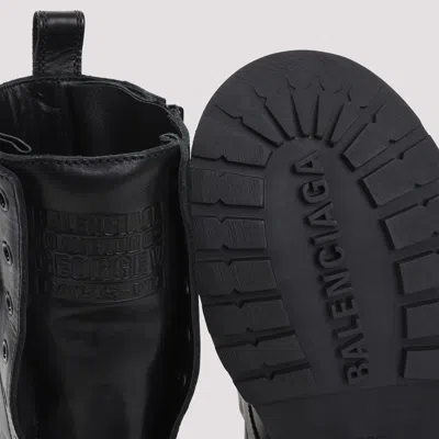 Balenciaga Rugged Leather Ankle Boots With Chunky Sole In Black