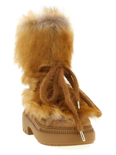 Fendi Chic Ankle Boots Featuring Fur Detailing In Brown