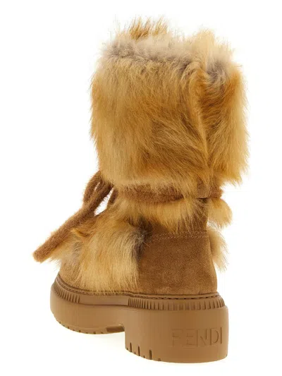 Fendi Chic Ankle Boots Featuring Fur Detailing In Brown
