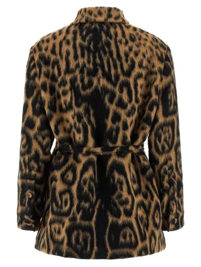 Fendi Animalier Jacket Coats And Trench Coats Beige In Animal Print