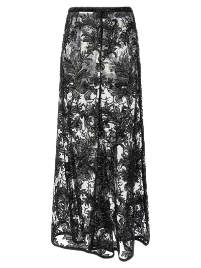 Le Twins Maria Cristina Sequin Laced Maxi Skirt In Black