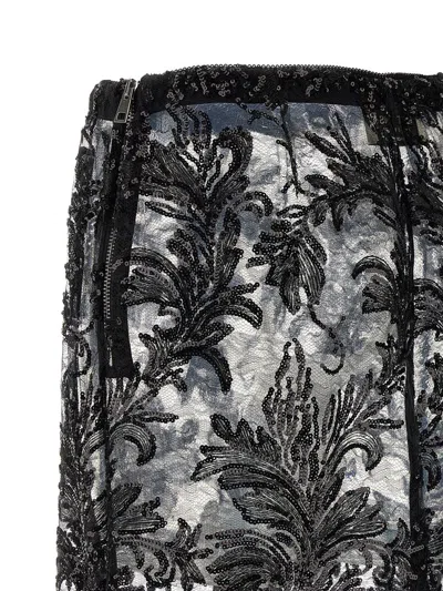 Le Twins Maria Cristina Sequin Laced Maxi Skirt In Black