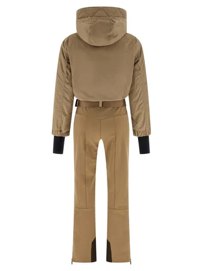 Moncler Insulated Ski Overall Featuring Adjustable Elements In Neutral