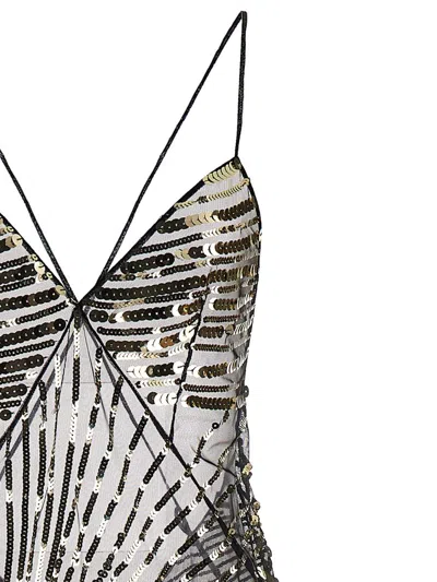 Pucci Long Dress With Sheer Overlay And Sequins In Black