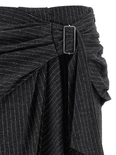 Isabel Marant Womens Anthracite Atrium Reilly Pinstripe Wool-blend Midi Skirt In Gray