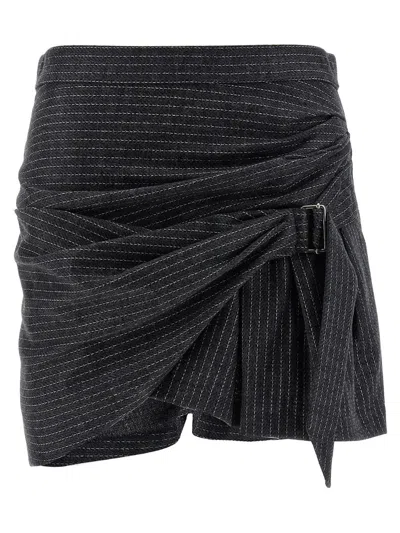 Isabel Marant Asymmetric Wrap Skirt Belted Detail In Black