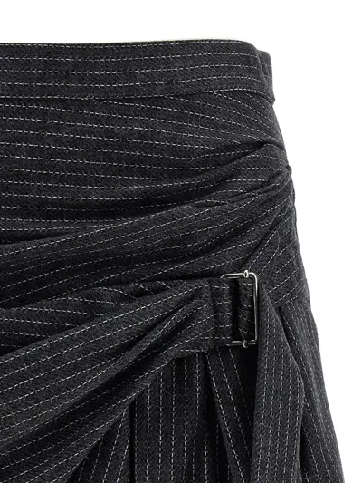 Isabel Marant Asymmetric Wrap Skirt Belted Detail In Black