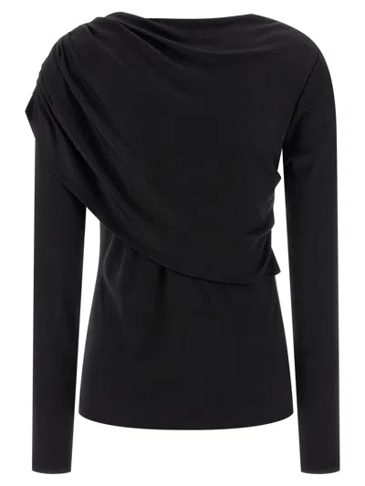 Isabel Marant Asymmetric Draped Long Sleeve Top In Black