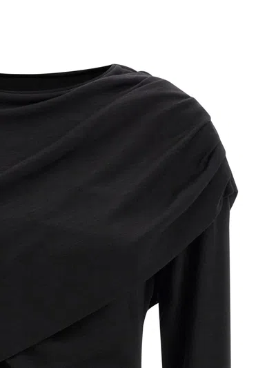 Isabel Marant Asymmetric Draped Long Sleeve Top In Black