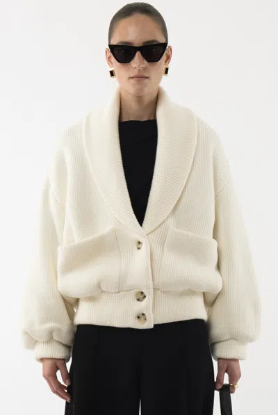 Arakii Knitted Bomber In White