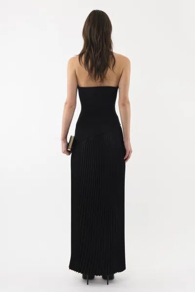 Arakii Pleated Slit Dress In Black