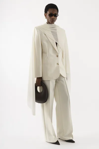 Arakii Oversized Silk Blazer In White