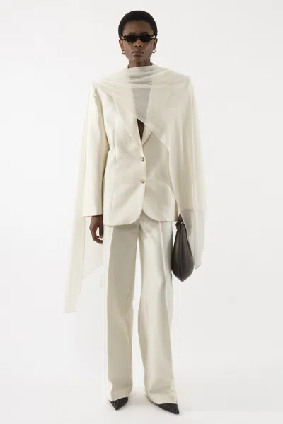 Arakii Oversized Silk Blazer In White