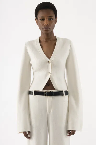 Arakii Tight Waist Cardigan In White