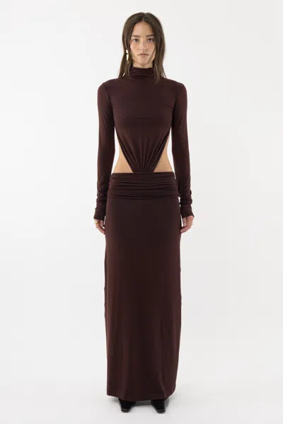 Arakii Jersey Maxi Dress In Brown