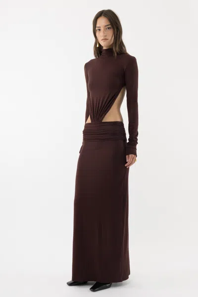 Arakii Jersey Maxi Dress In Brown