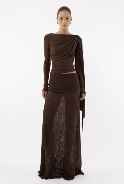 Arakii Flora Knit Skirt In Brown