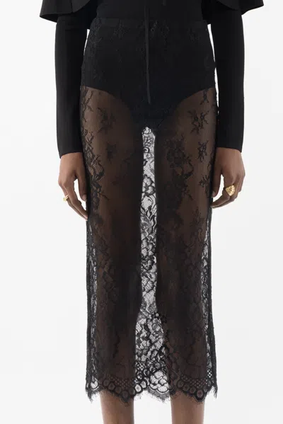 Arakii Lace Midi Skirt In Black
