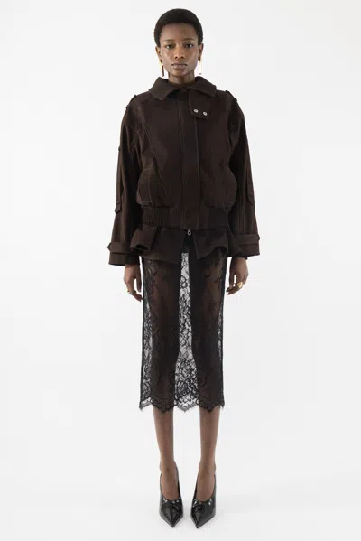 Arakii Lace Midi Skirt In Black