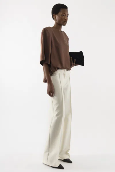 Arakii Boxy Silk Top In Brown