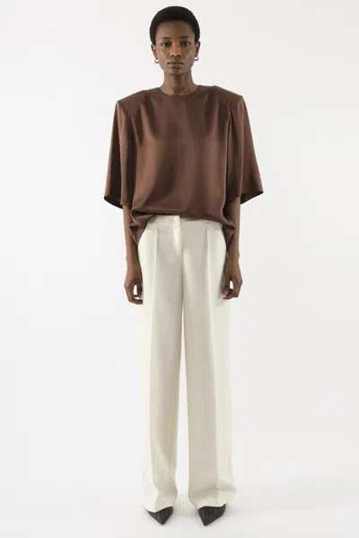 Arakii Boxy Silk Top In Brown
