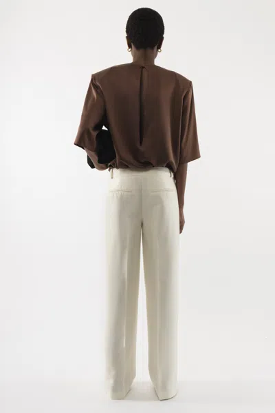 Arakii Boxy Silk Top In Brown