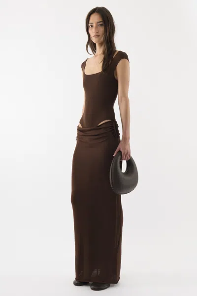 Arakii Draped Cut Out Dress In Brown