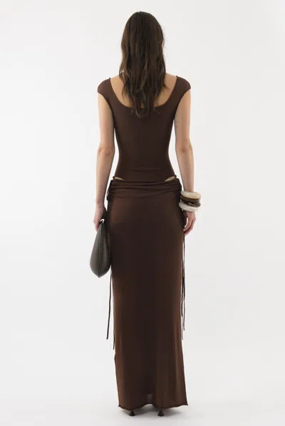 Arakii Draped Cut Out Dress In Brown