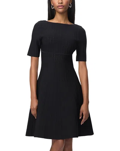 Herve Leger The Donna Pointelle-knit Dress In Black