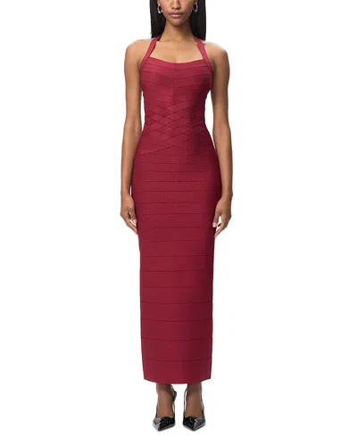 Herve Leger The Maxine Gown In Burgundy