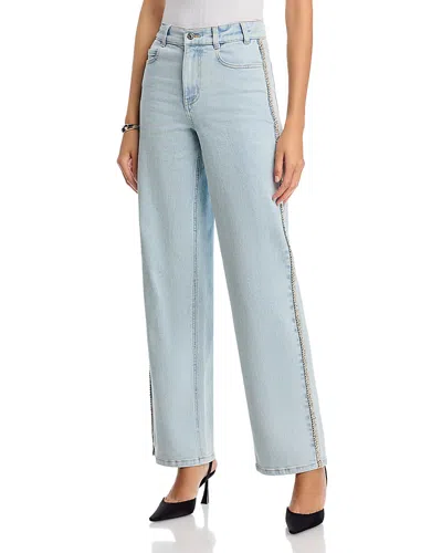 Generation Love Erika Crystal Embellished High Rise Jeans In Light Blue In Blue