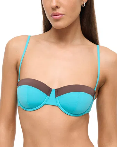 Staud Jo Balconette Bikini Top In Blue