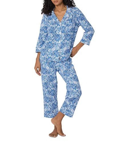 Bedhead Pajamas Floral Crop Three Quarter Sleeve Pajama Set In Blue