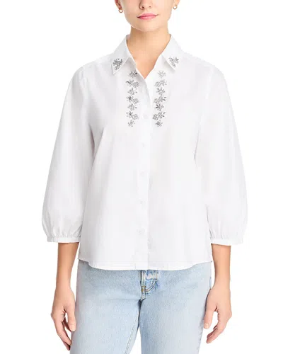 Tommy Bahama Oceana Poplin Rhinestone Shirt In White