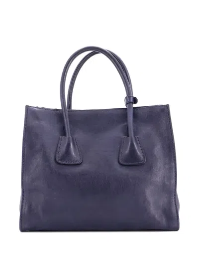 Pre-owned Prada Twin Pocket Convertible Leather Medium Tote Bag In Blue