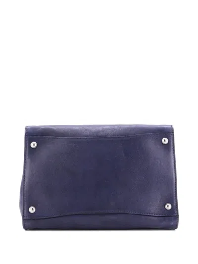 Pre-owned Prada Twin Pocket Convertible Leather Medium Tote Bag In Blue