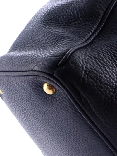 Pre-owned Prada Double Zip Convertible Vitello Daino Large Tote Bag In Blue