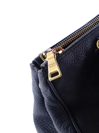 Pre-owned Prada Double Zip Convertible Vitello Daino Large Tote Bag In Blue