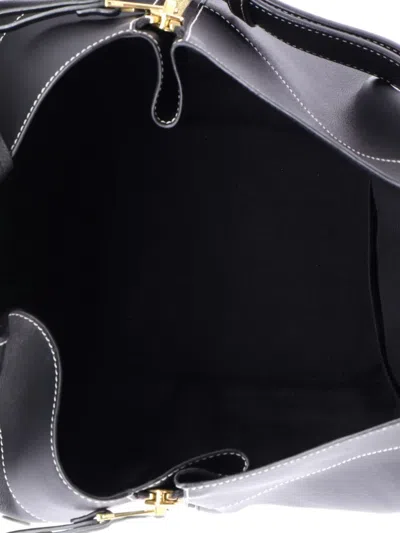 Pre-owned Loewe Hammock Bag Printed Leather Medium Satchel In Black