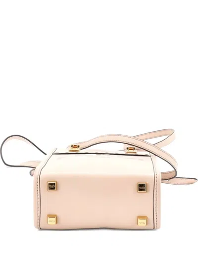 Pre-owned Fendi Sunshine Shopper Tote Leather Mini Crossbody Bag In Neutral