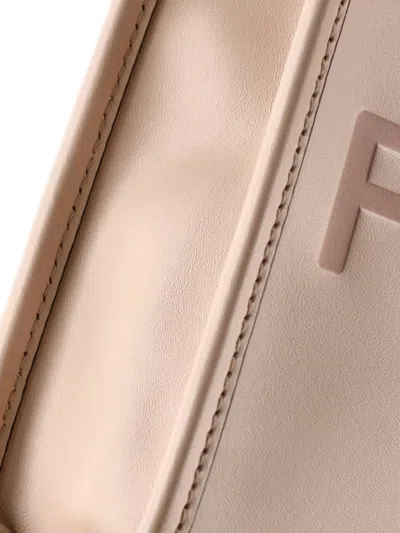 Pre-owned Fendi Sunshine Shopper Tote Leather Mini Crossbody Bag In Neutral