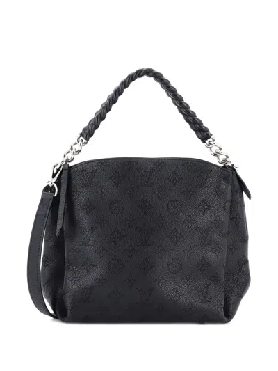 Pre-owned Louis Vuitton Babylone Handbag Mahina Leather Bb Hobo Bag In Black